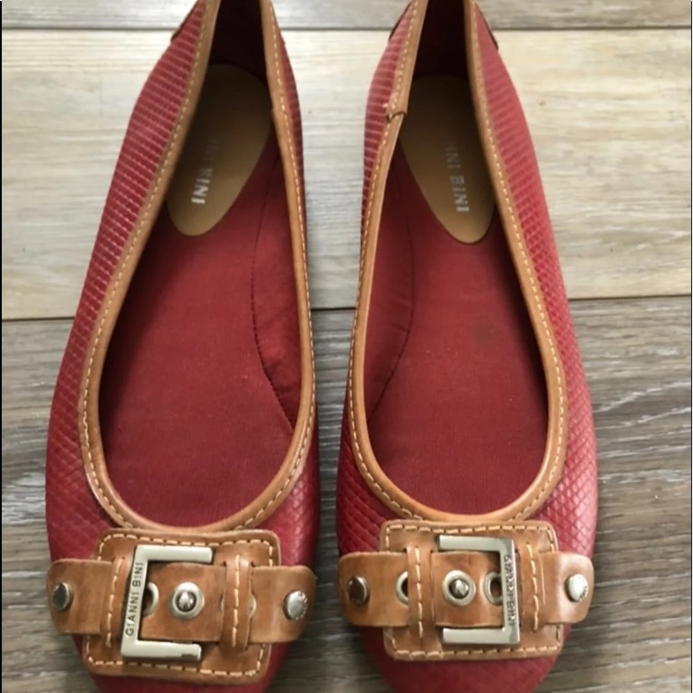 Red and camel flats size 8.5